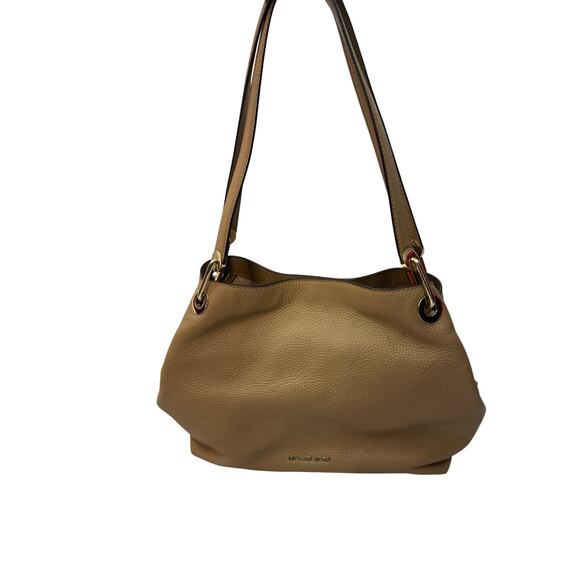 Michael Kors Raven Tan Leather Shoulder Tote Bag Purse Gs - Picture 2 of 7